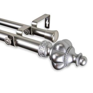 Curtain Rod - Double Rod - 28” - 48” Telescoping 1” Satin Nickel NEW